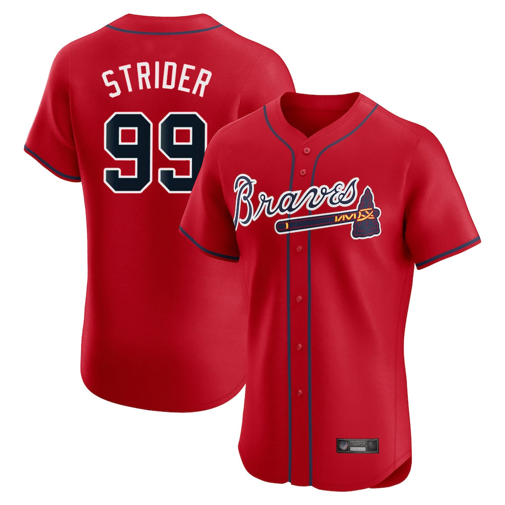 A.Braves #99 Spencer Strider Player Red Limited Elite Home Game Ldoa Stitched Jerseys