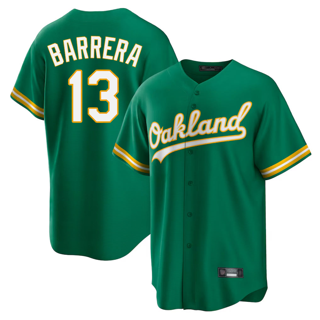 Athletics #13 Luis Barrera Player Kelly Green Home Game Ldoa Stitched Jerseys