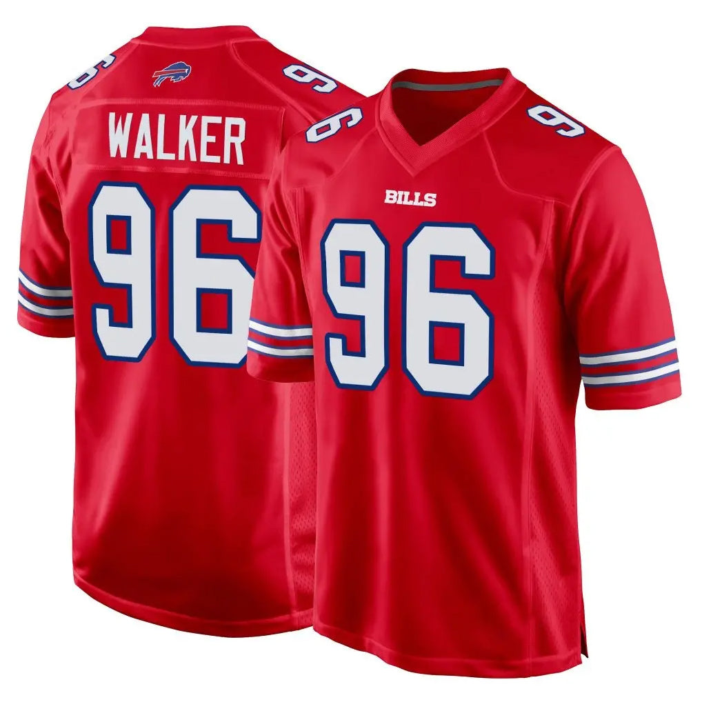 B.Bills #96 Deone Walker Player Red Home Game Ldoa Stitched Jerseys