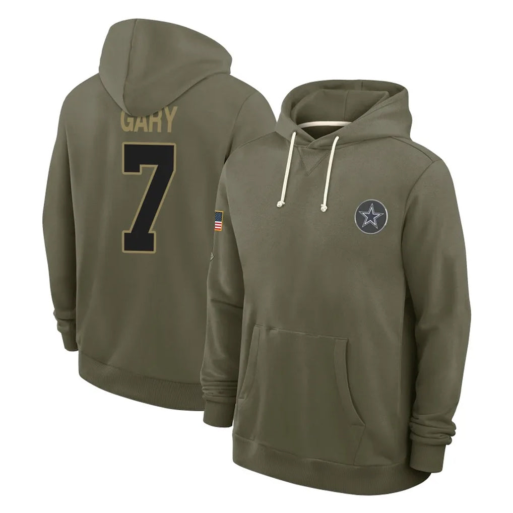 D.Cowboys #7 Rashan Gary Player Olive Salute to Service Pullover Hoodies Limited Ldoa Stitched Jerseys