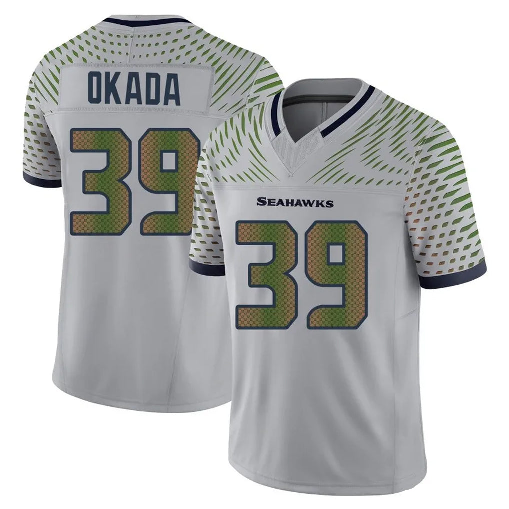 S.Seahawks #39 Ty Okada Player Grey Limited 2025 Rivalries Collection Home Game Ldoa Stitched Jerseys