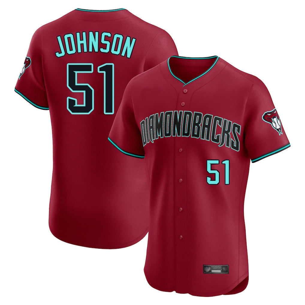 A.Diamondbacks #51 Randy Johnson Player Red Limited Elite Home Game Ldoa Stitched Jerseys