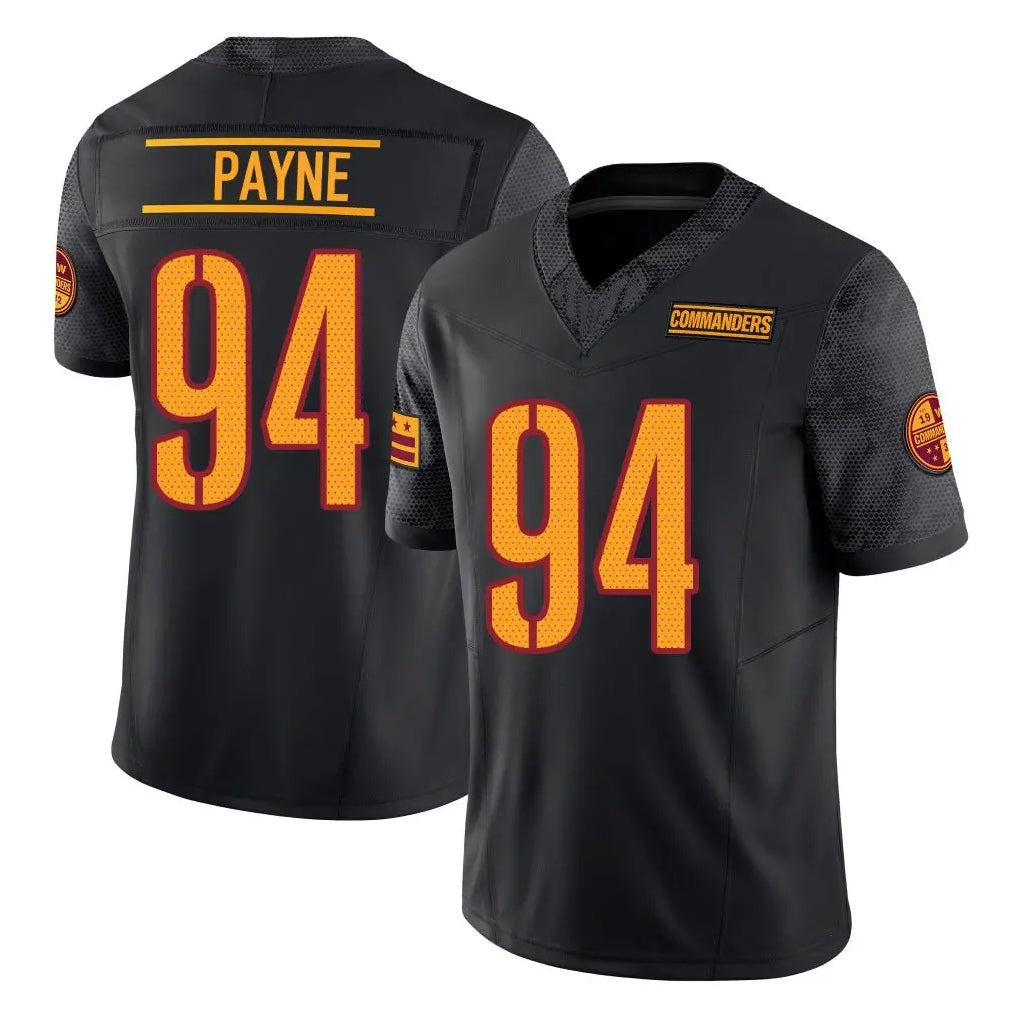 W.Commanders #94 Daron Payne Player Black Limited Vapor F.U.S.E. Home Game Ldoa Stitched Jerseys