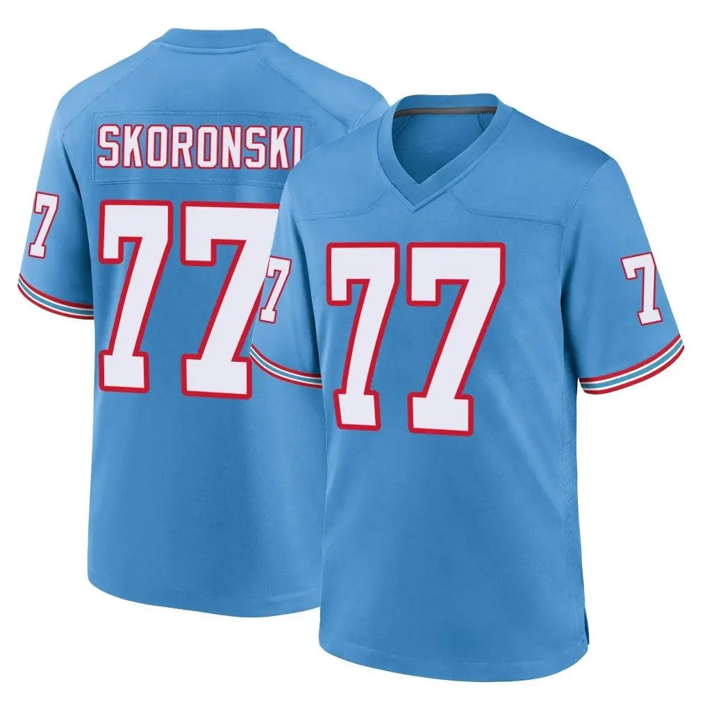 T.Titans #77 Peter Skoronski Player Light Blue Oilers Throwback Home Game Ldoa Stitched Jerseys