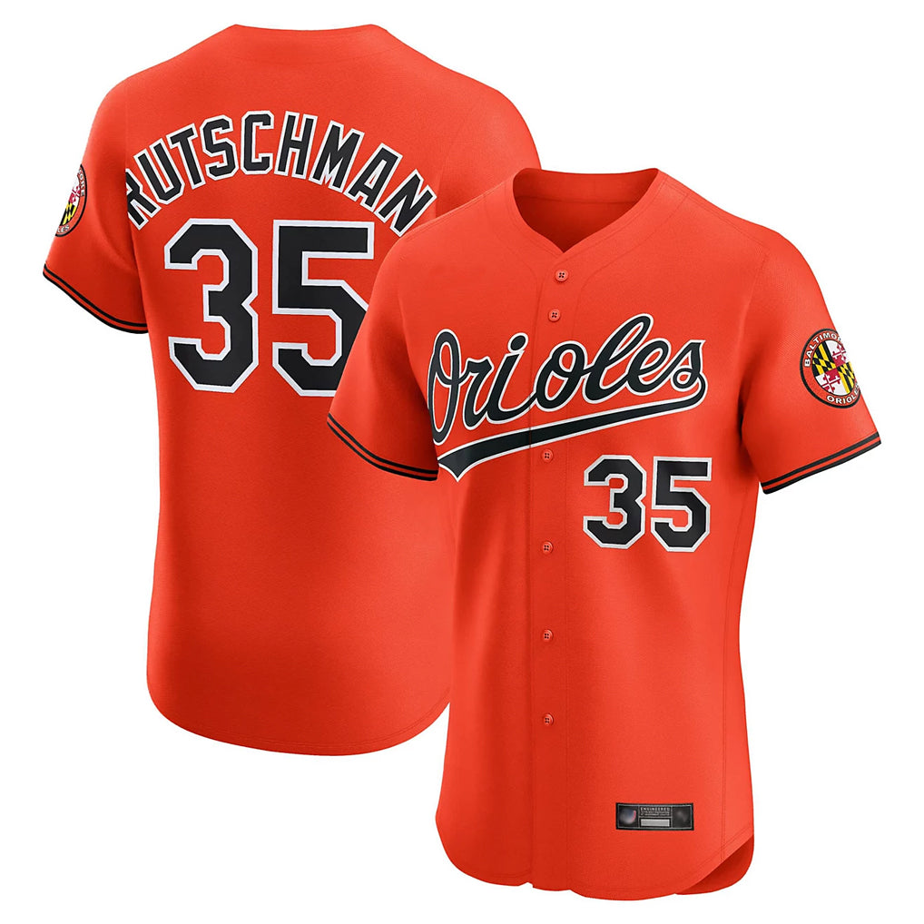 B.Orioles #35 Adley Rutschman Player Orange Limited Elite Home Game Ldoa Stitched Jerseys