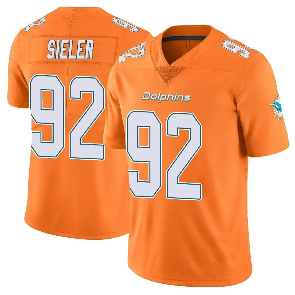 M.Dolphins #92 Zach Sieler Player Orange Limited Home Game Ldoa Stitched Jerseys