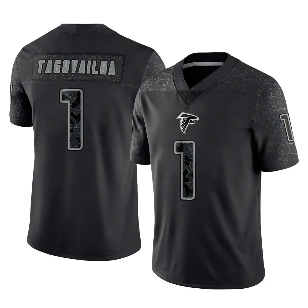 A.Falcons #1 Tua Tagovailoa Player Black RFLCTV Limited Game Ldoa Stitched Jerseys