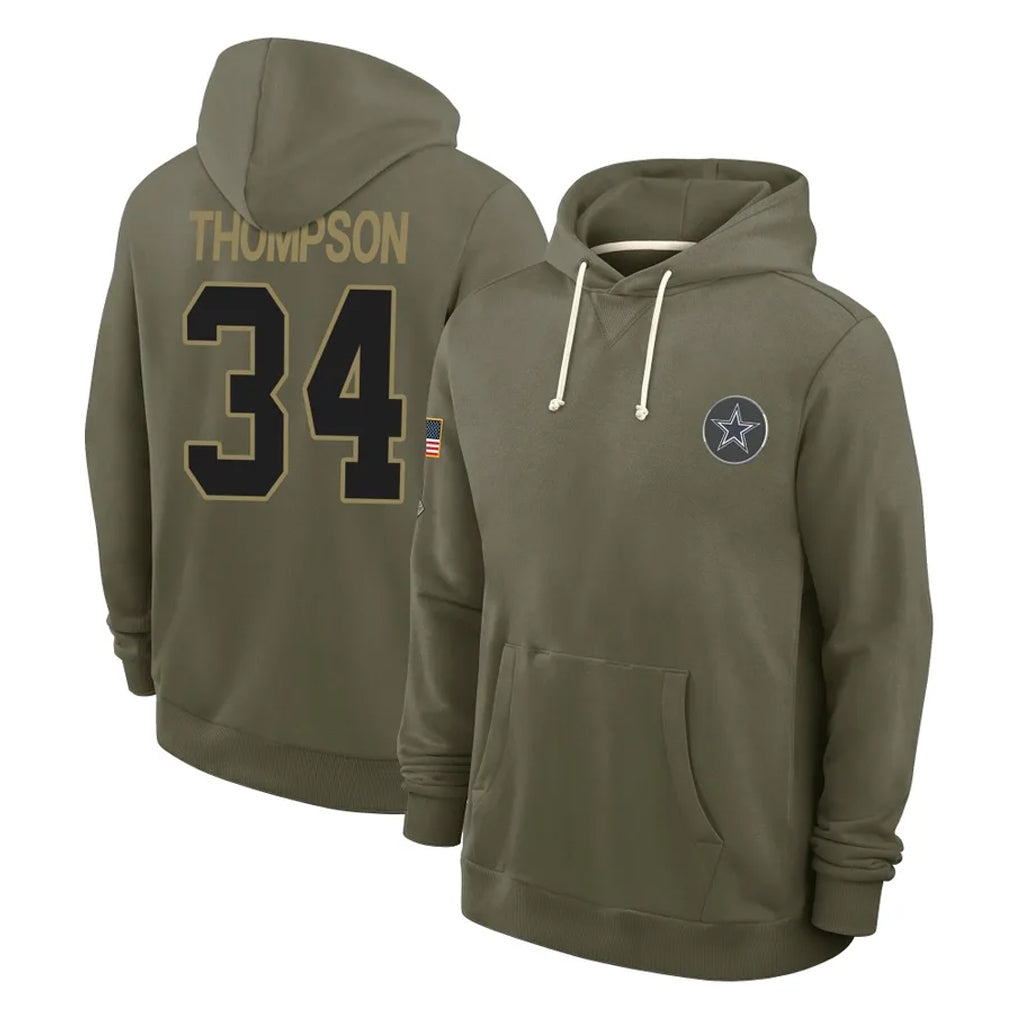 D.Cowboys #34 Jalen Thompson Player Olive Salute to Service Pullover Hoodies Limited Ldoa Stitched Jerseys