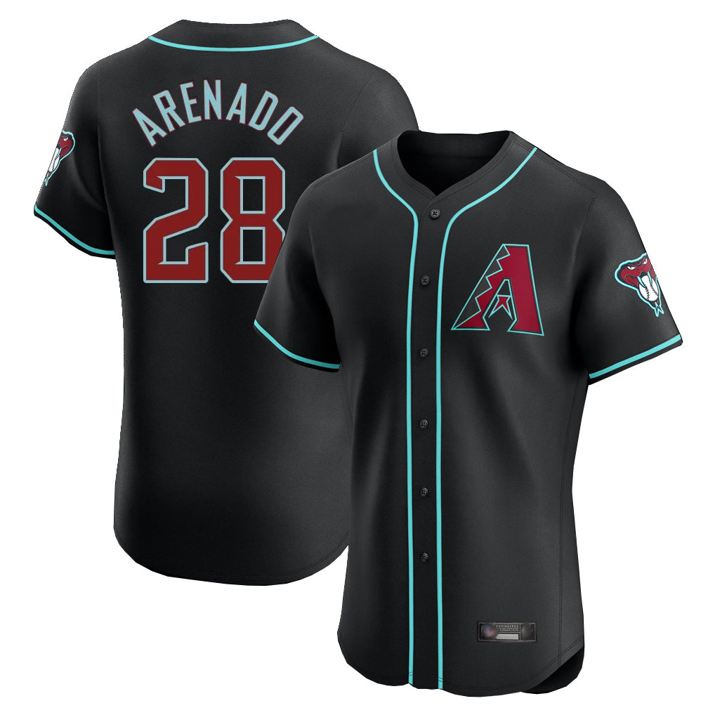 A.Diamondbacks #28 Nolan Arenado Player Black Limited Elite Home Game Ldoa Stitched Jerseys