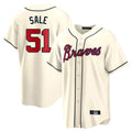 A.Braves #51 Chris Sale Player Cream Home Game Ldoa Stitched Jerseys