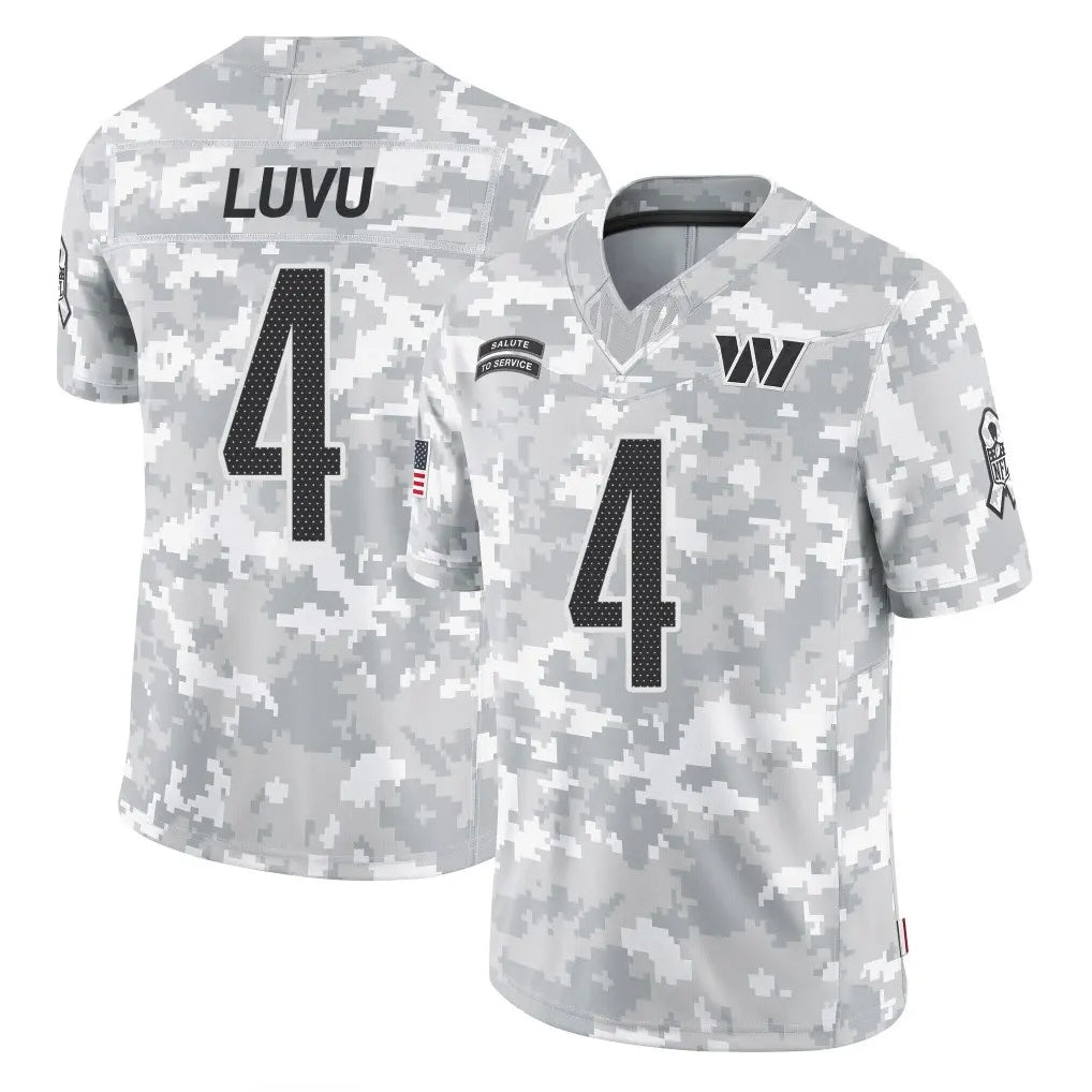 W.Commanders #4 Frankie Luvu Player Arctic Camo Limited Salute To Service Home Game Ldoa Stitched Jerseys
