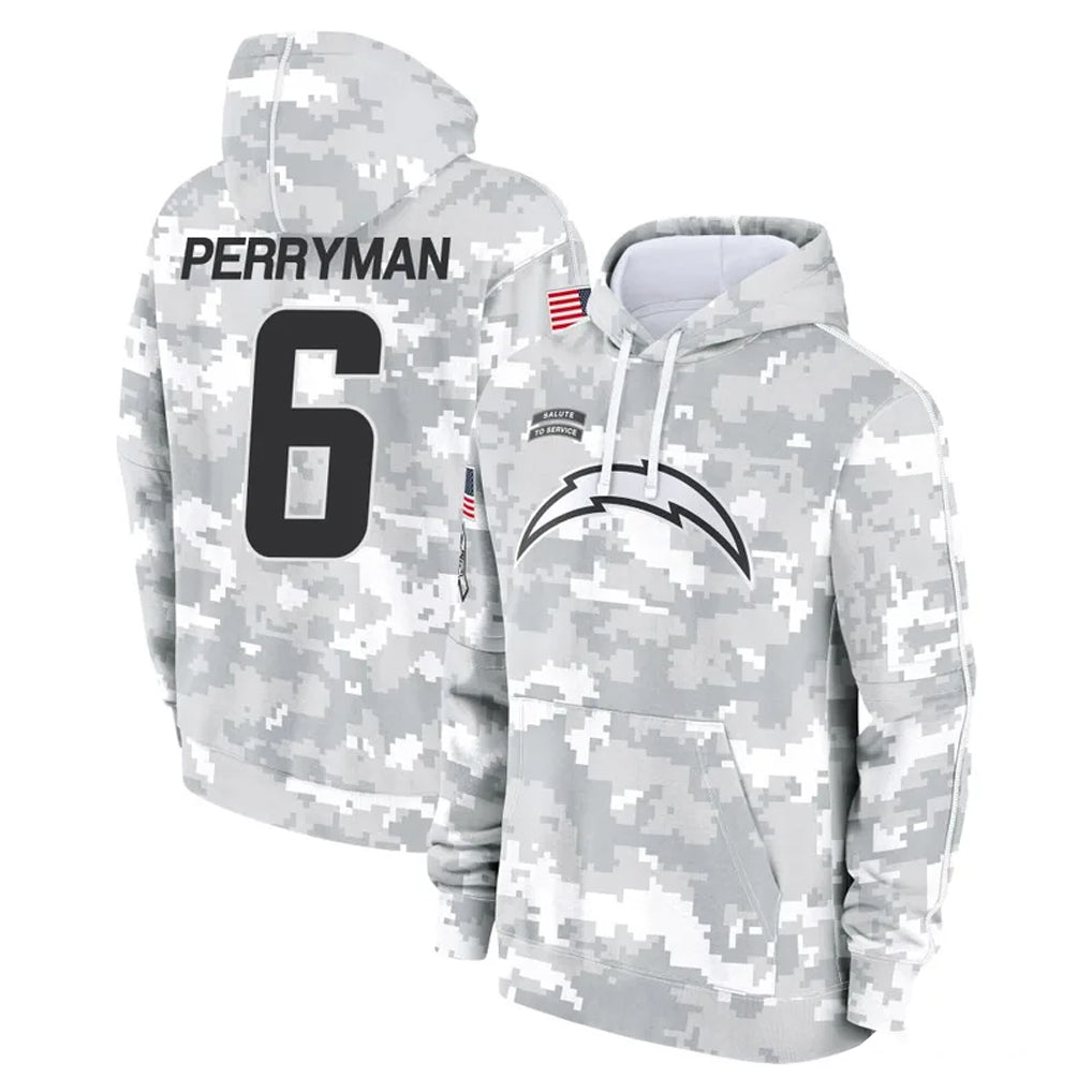 LA.Chargers #6 Denzel Perryman Player Arctic Camo Salute to Service Hoodies Limited Game Ldoa Stitched Jerseys