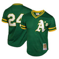 Athletics #24 Rickey Henderson Player Green Cooperstown Mesh Home Game Ldoa Stitched Jerseys