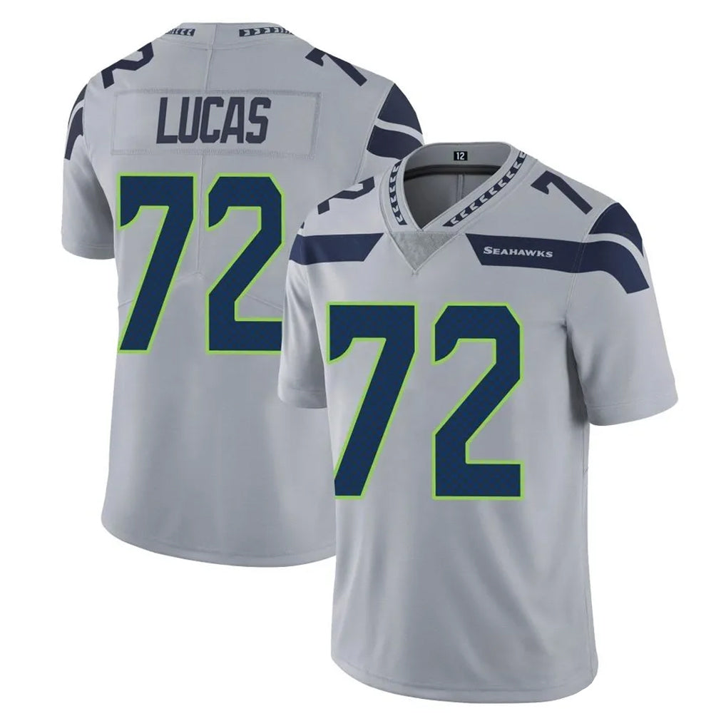 S.Seahawks #72 Abraham Lucas Player Gray Limited Vapor Untouchable Home Game Ldoa Stitched Jerseys
