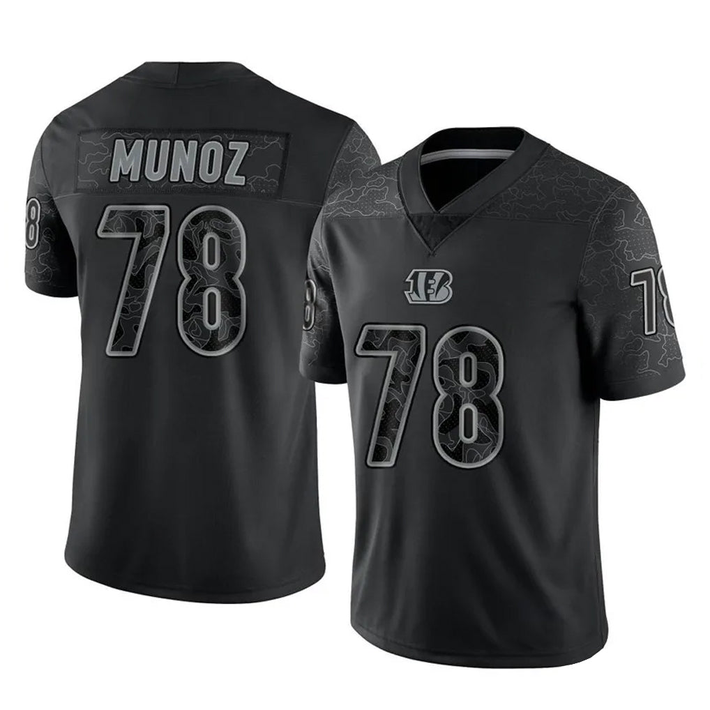 C.Bengals #78 Anthony Munoz Player Black Reflective Limited Game Ldoa Stitched Jerseys