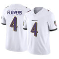 B.Ravens #4 Zay Flowers Player White Vapor F.U.S.E. Limited Home Game Ldoa Stitched Jerseys