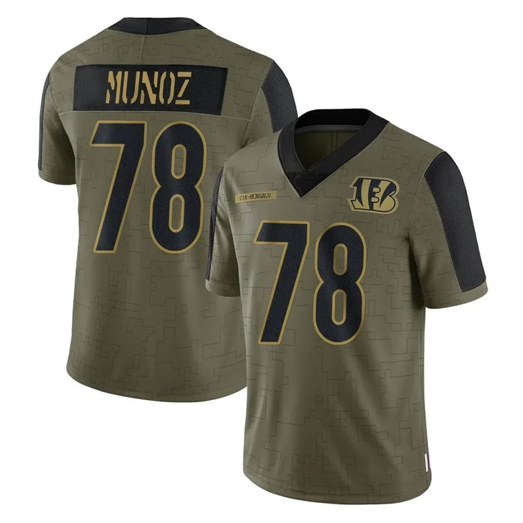 C.Bengals #78 Anthony Munoz Player Olive Salute to Service Game Ldoa Stitched Jerseys