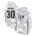 C.Bengals #30 Chase Brown Player Arctic Camo Salute to Service Pullover Hoodie Limited Ldoa Stitched Jerseys