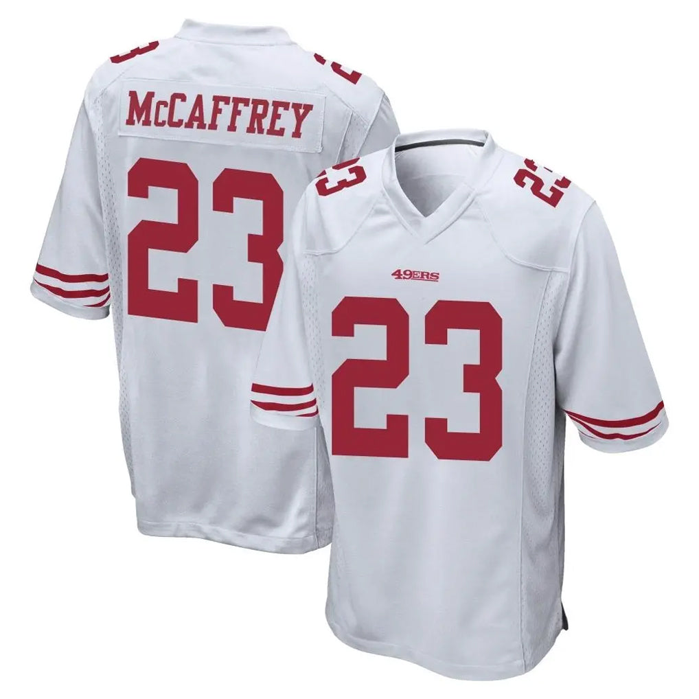 SF.49ers #23 Christian McCaffrey Player White Home Game Ldoa Stitched Jerseys