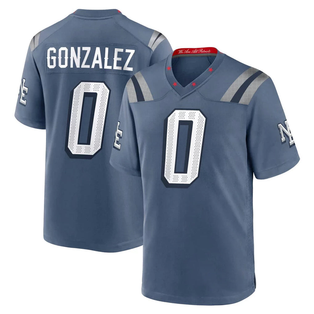 NE.Patriots #0 Christian Gonzalez Player Blue Rivalries Collection Home Game Ldoa Stitched Jerseys