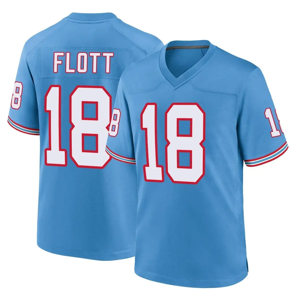 T.Titans #18 Cor'Dale Flott Player Light Blue Oilers Throwback Home Game Ldoa Stitched Jerseys