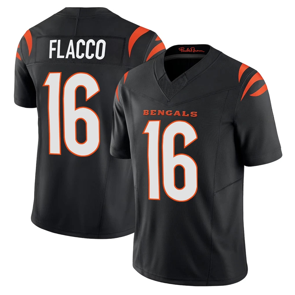 C.Bengals #16 Joe Flacco Player Black Vapor F.U.S.E. Limited Home Game Ldoa Stitched Jerseys
