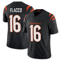 C.Bengals #16 Joe Flacco Player Black Vapor F.U.S.E. Limited Home Game Ldoa Stitched Jerseys
