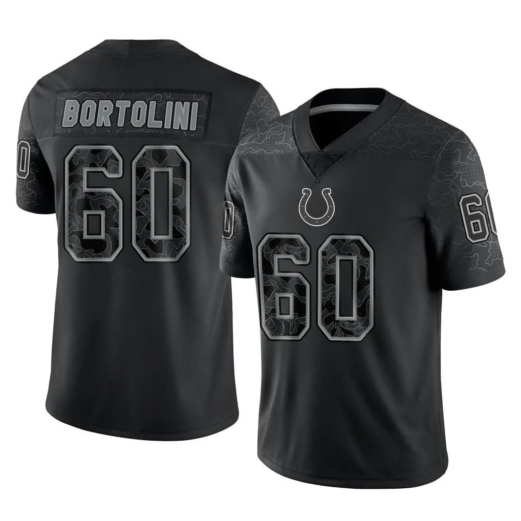 IN.Colts #60 Tanor Bortolini Player Black Reflective Limited Game Ldoa Stitched Jerseys