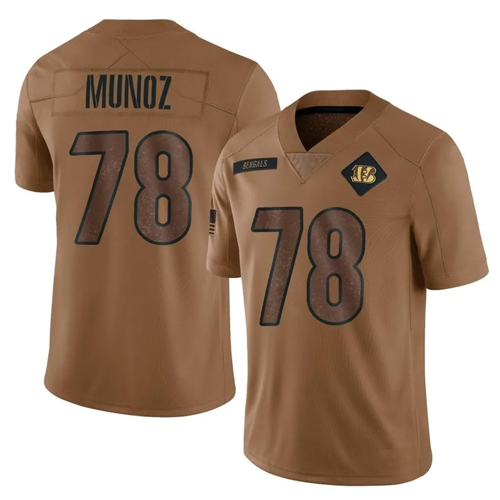 C.Bengals #78 Anthony Munoz Player Brown Salute to Service Limited Ldoa Stitched Jerseys