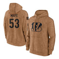 C.Bengals #53 Boye Mafe Player Brown Salute to Service Pullover Hoodie Limited Ldoa Stitched Jerseys