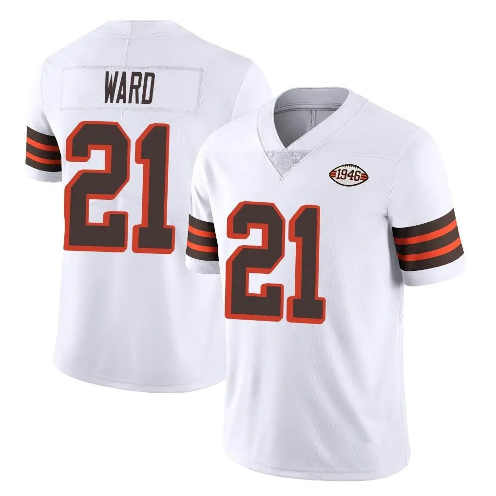 C.Browns #21 Denzel Ward Player White Limited  Vapor 1946 Collection Alternate Game Ldoa Stitched Jerseys