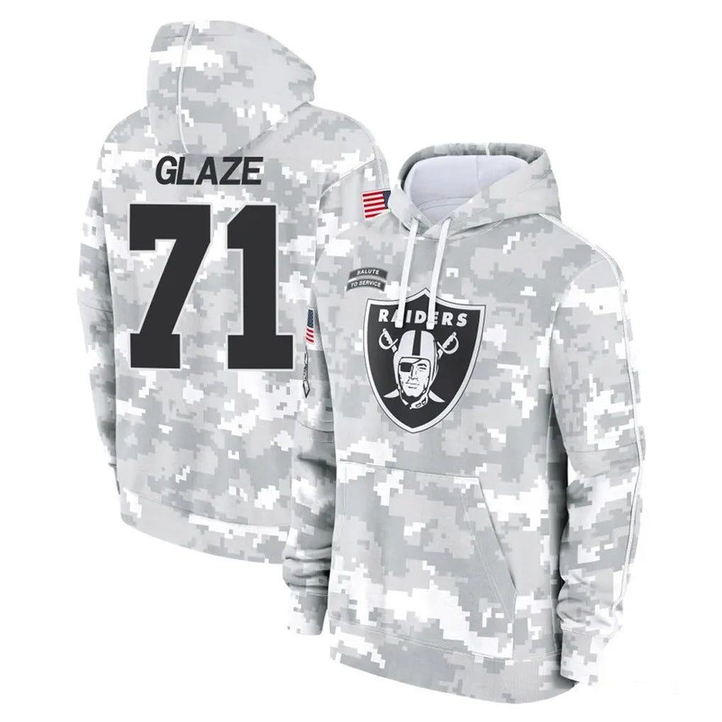 LV.Raiders #71 DJ Glaze Player Arctic Camo Salute to Service Hoodies Limited Game Ldoa Stitched Jerseys