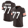 C.Browns #77 Zion Johnson Player Brown Color Vapor Untouchable Limited Home Game Ldoa Stitched Jerseys
