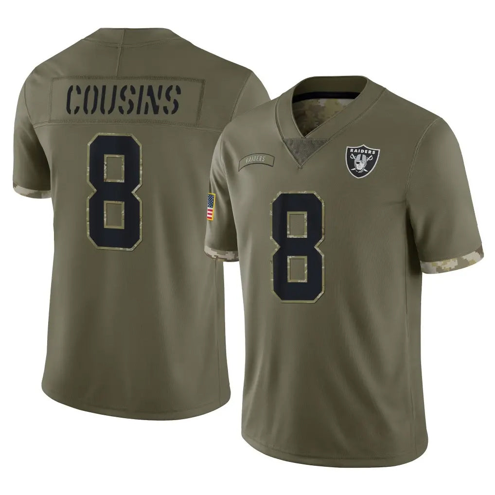 LV.Raiders #8 Kirk Cousins Player Olive Salute To Service Limited Ldoa Stitched Jerseys