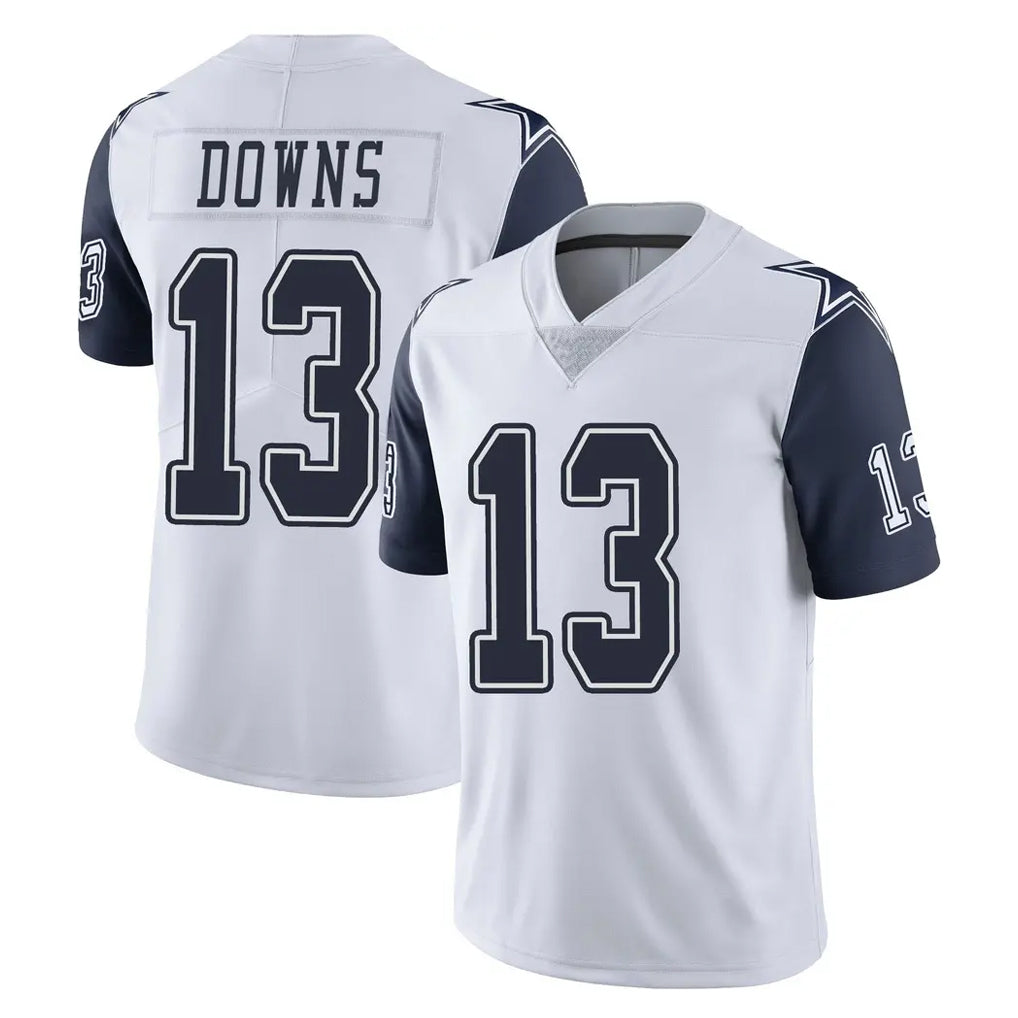 D.Cowboys #13 Caleb Downs Player White-Navy Limited Color Rush Vapor Untouchable Home Game Ldoa Stitched Jerseys