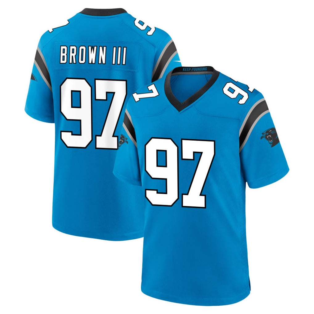 C.Panthers #97 Bobby Brown III Player Blue Home Game Ldoa Stitched Jerseys