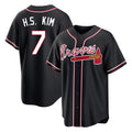 A.Braves #7 Ha-Seong Kim Player Black Fashion Out Game Ldoa Stitched Jerseys