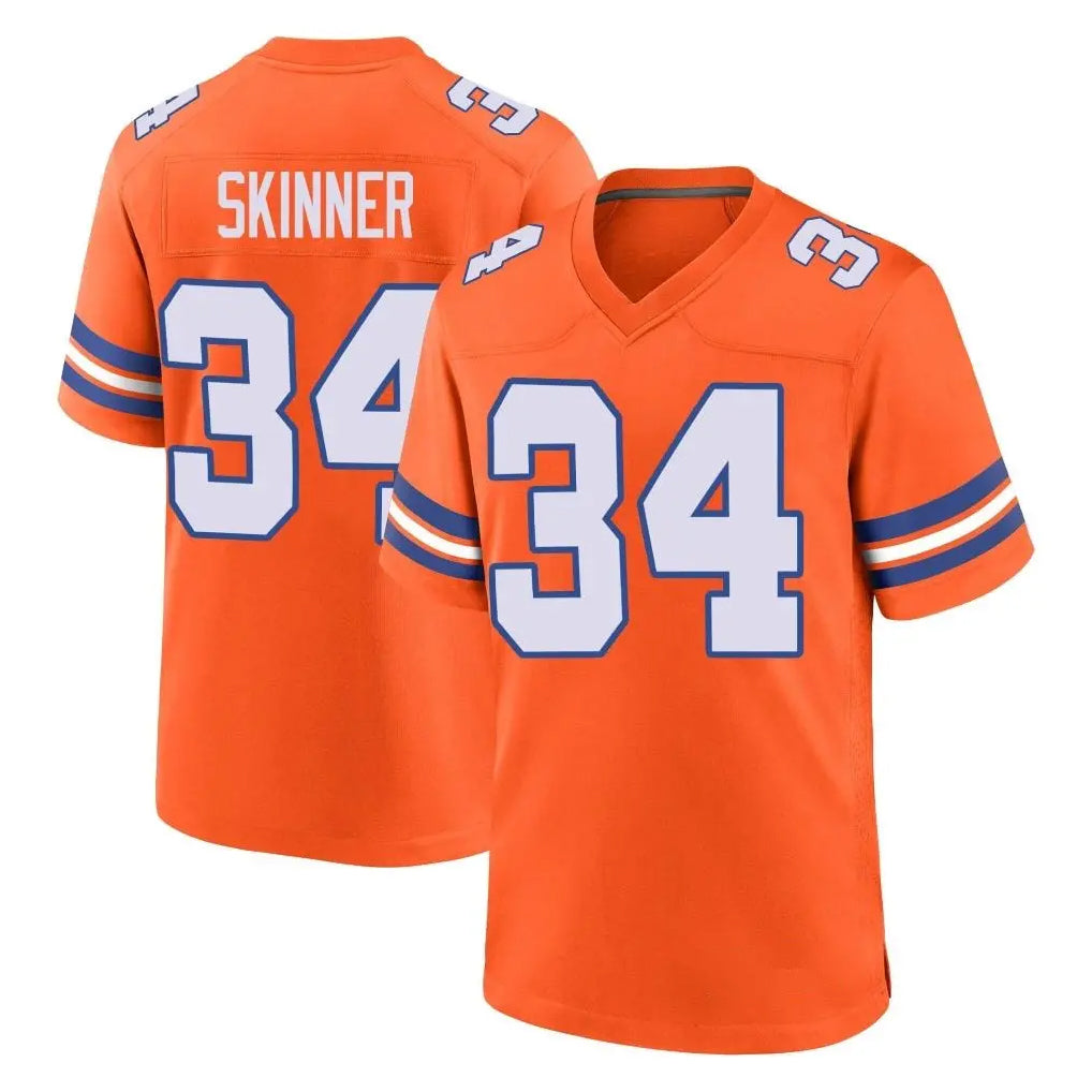 D.Broncos #34 JL Skinner Player Orange Alternate Collection Throwback Game Ldoa Stitched Jerseys