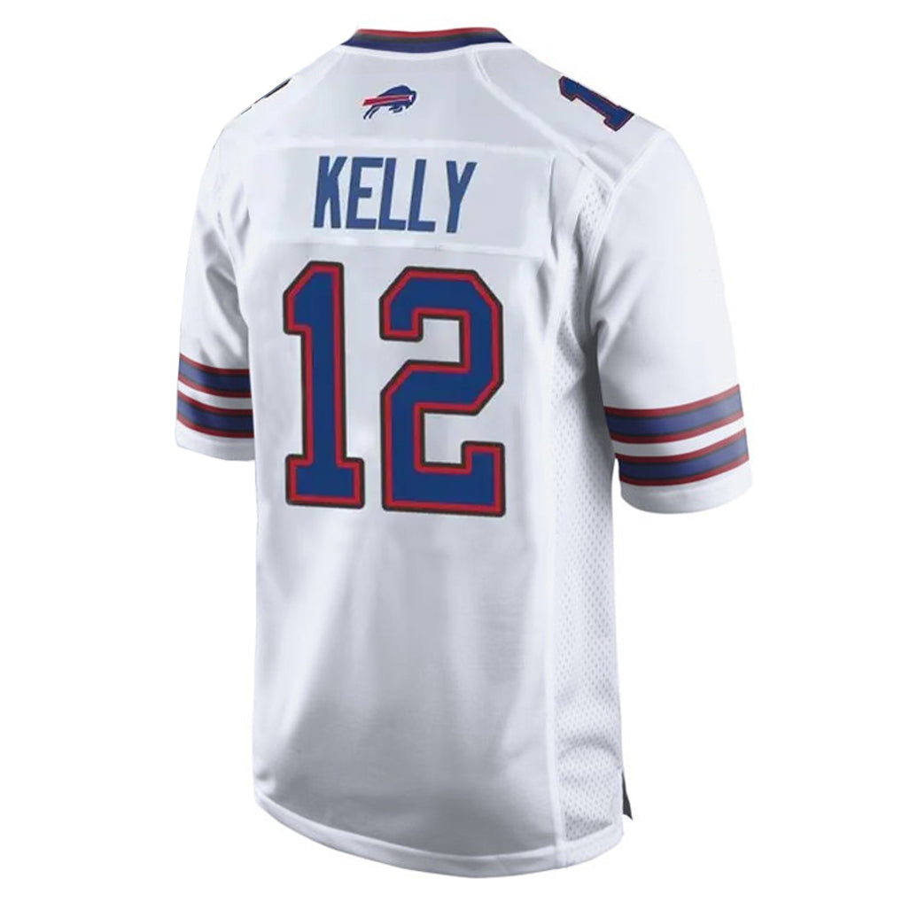 B.Bills #12 Jim Kelly Player White Home Game Ldoa Stitched Jerseys