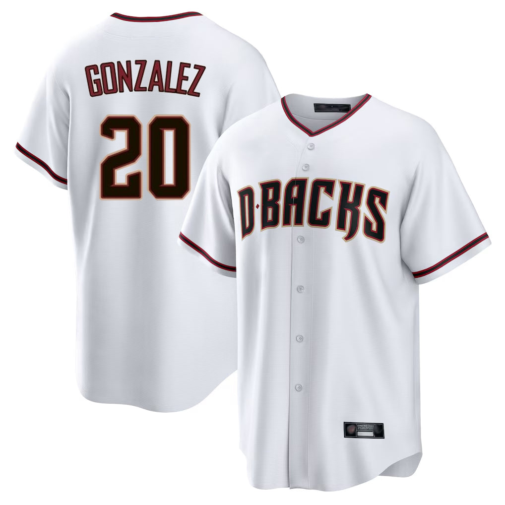 A.Diamondbacks #20 Luis Gonzalez Player White Home Game Ldoa Stitched Jerseys