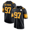 P.Steelers #97 Cameron Heyward Player Black Color Rush Home Game Ldoa Stitched Jerseys
