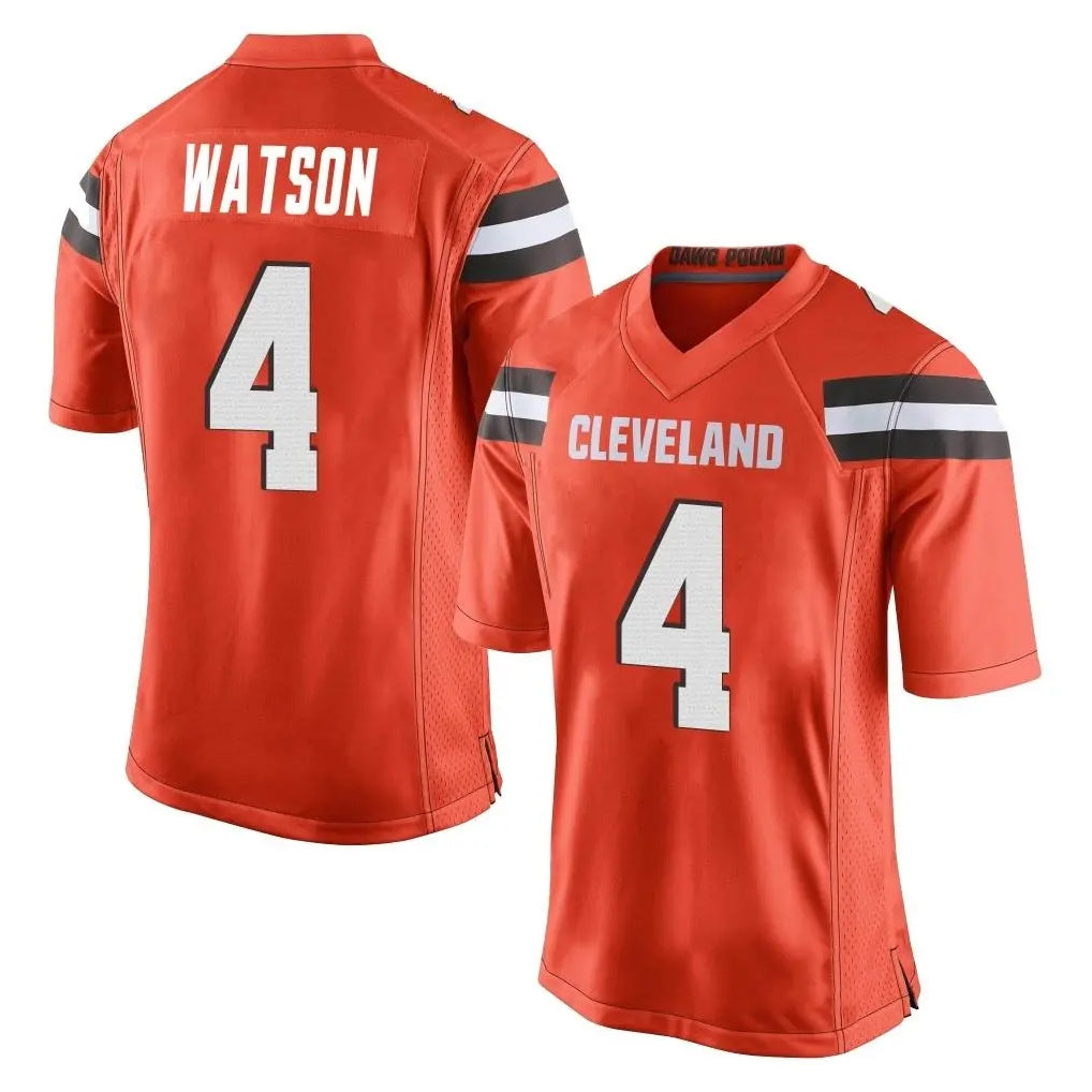 C.Browns #4 Deshaun Watson Player Orange Home Game Ldoa Stitched Jerseys