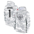 J.Jaguars #1 Montaric Brown Player Arctic Camo Salute to Service Hoodies Limited Game Ldoa Stitched Jerseys