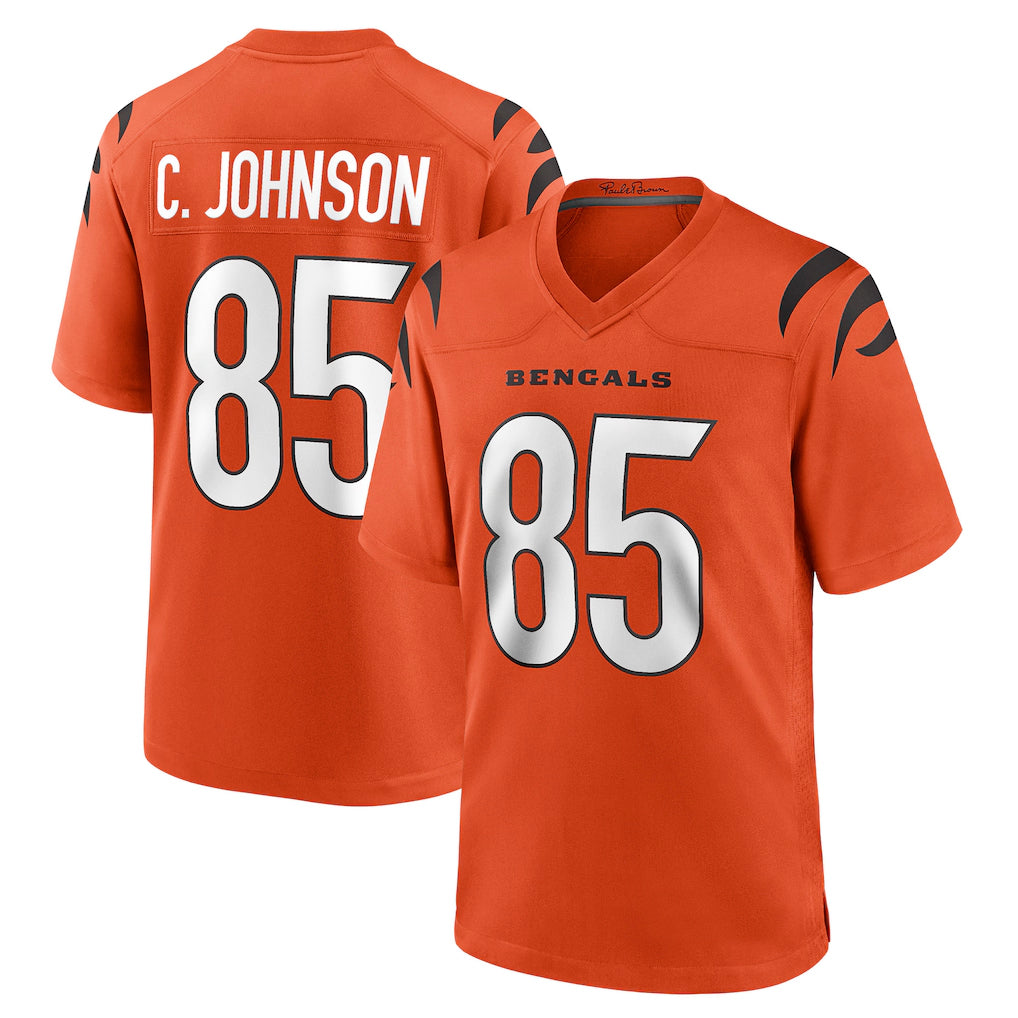 C.Bengals #85 Chad Johnson Player Orange Home Game Ldoa Stitched Jerseys