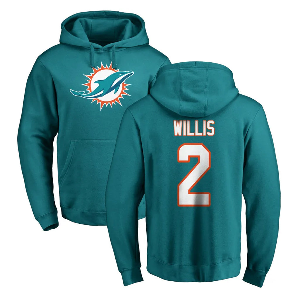 M.Dolphins #2 Malik Willis Player Aqua LOGO Pullover Hoodies Limited Ldoa Stitched Jerseys