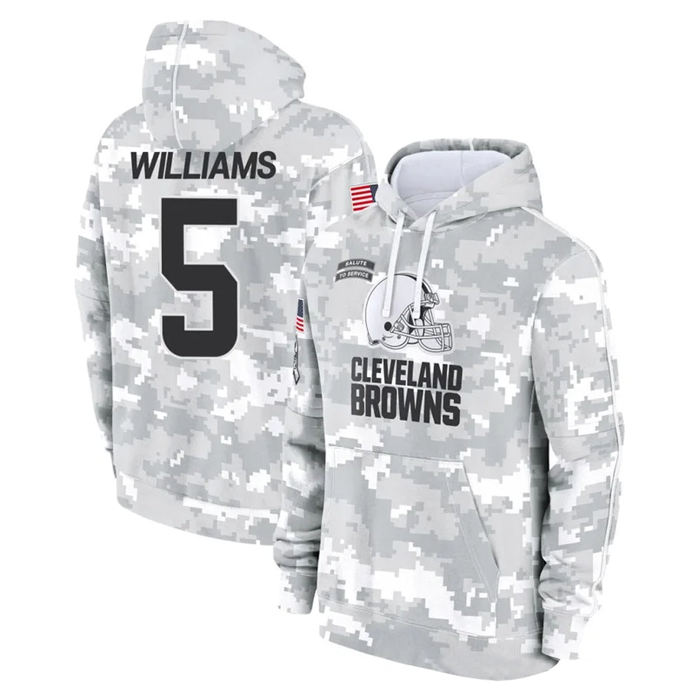 C.Browns #5 Quincy Williams Player Arctic Camo Salute to Service Hoodies Limited Game Ldoa Stitched Jerseys