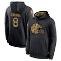 C.Browns #8 Dillon Gabriel Player Black Salute to Service Pullover Hoodies Limited Ldoa Stitched Jerseys