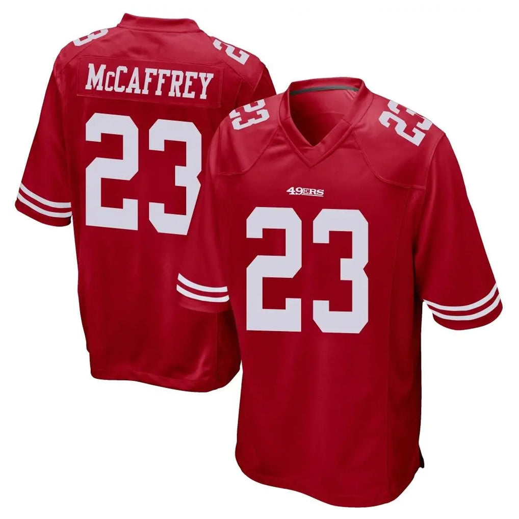 SF.49ers #23 Christian McCaffrey Player Red Home Game Ldoa Stitched Jerseys