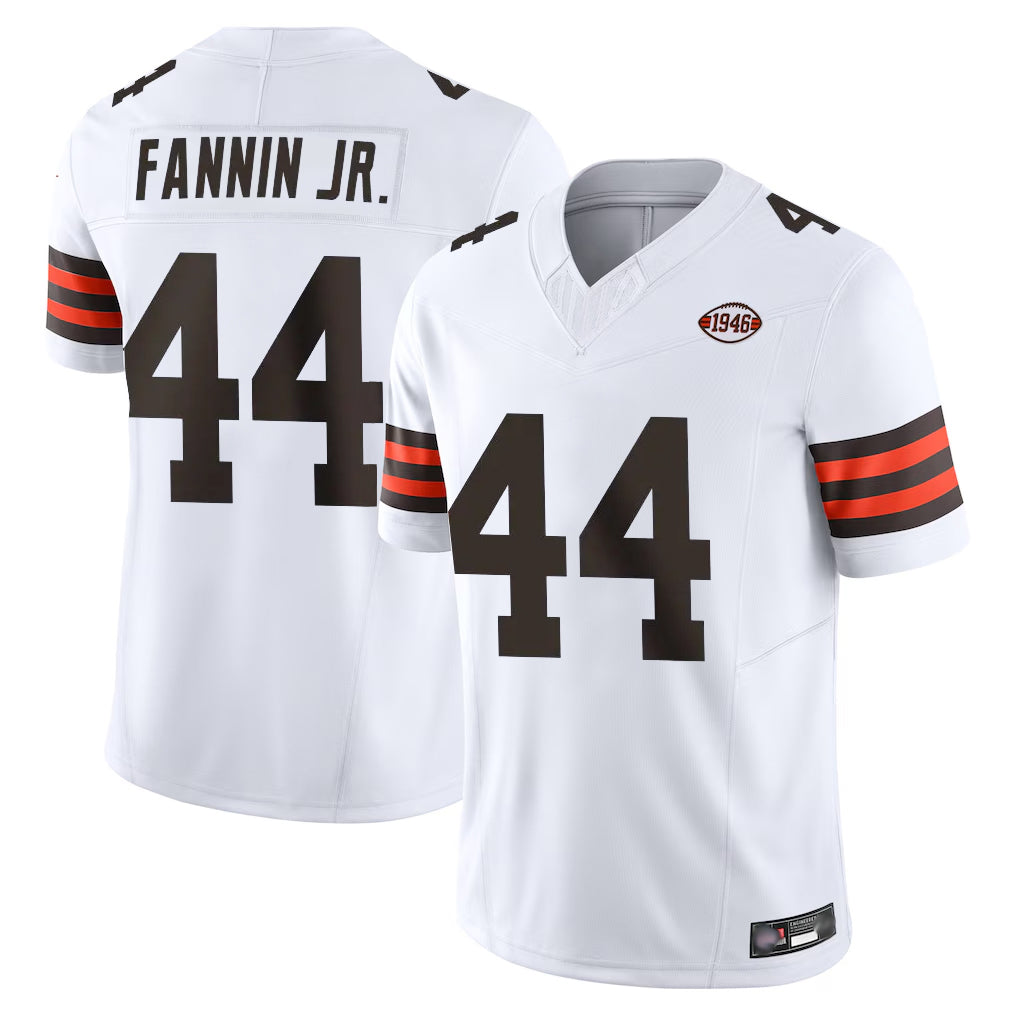 C.Browns #44 Harold Fannin Jr. Player White Vapor F.U.S.E. Limited Home Game Ldoa Stitched Jerseys