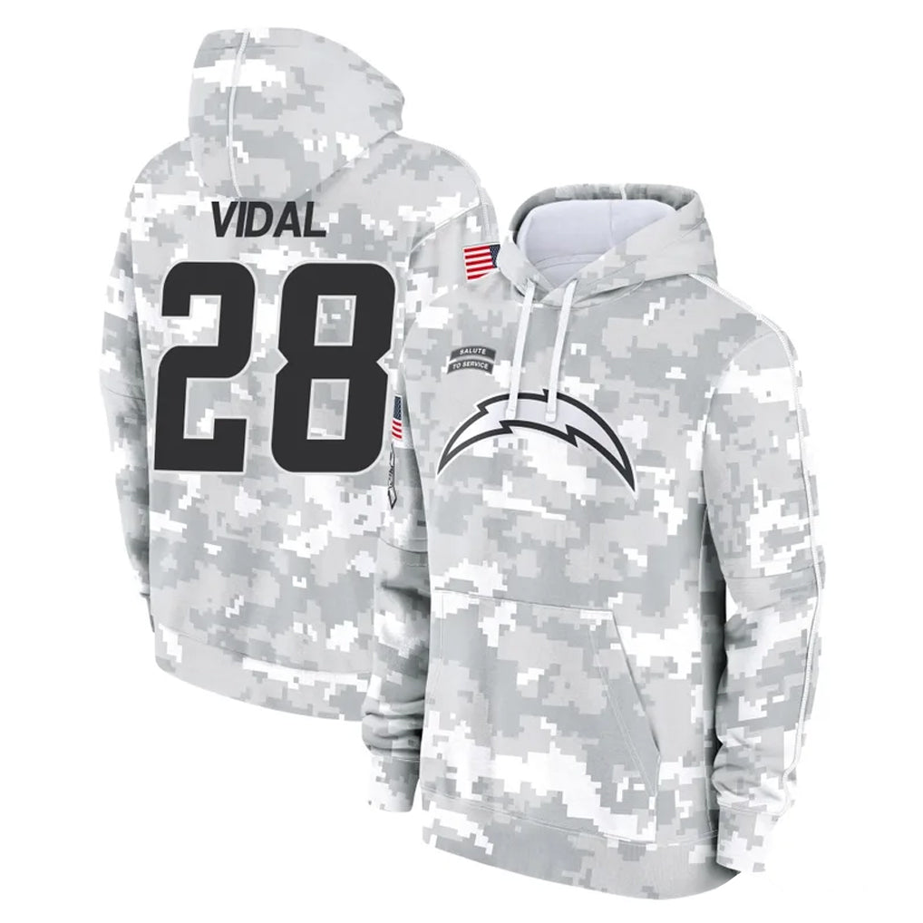 LA.Chargers #28 Kimani Vidal Player Arctic Camo Salute to Service Hoodies Limited Game Ldoa Stitched Jerseys